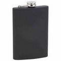 8 Oz. Stainless Steel Flask w/ Black Soft Rubber-Touch Finish